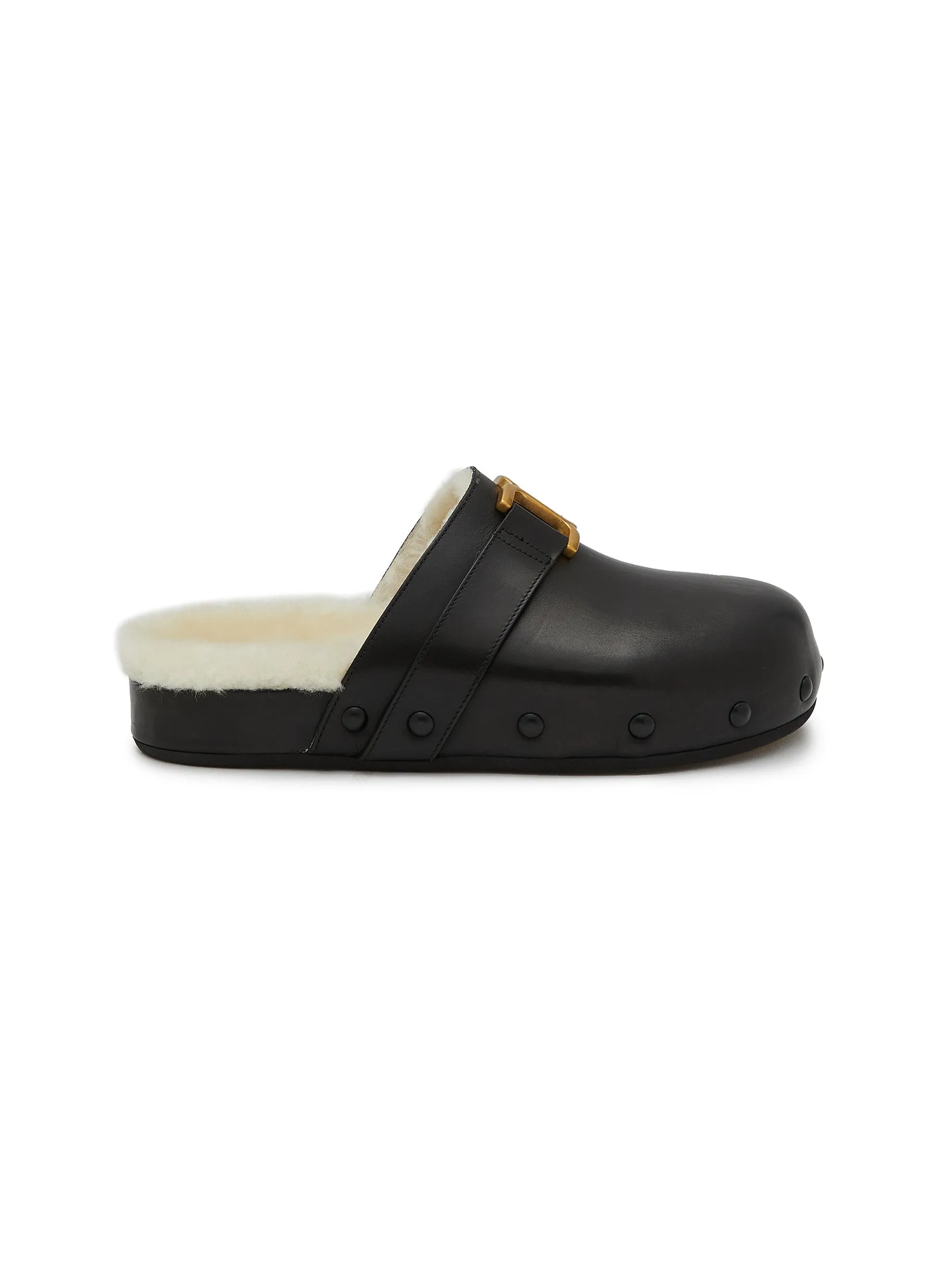 -----------CHLOÉ ---- ------------ ----Marcie Leather Shearling Slides --