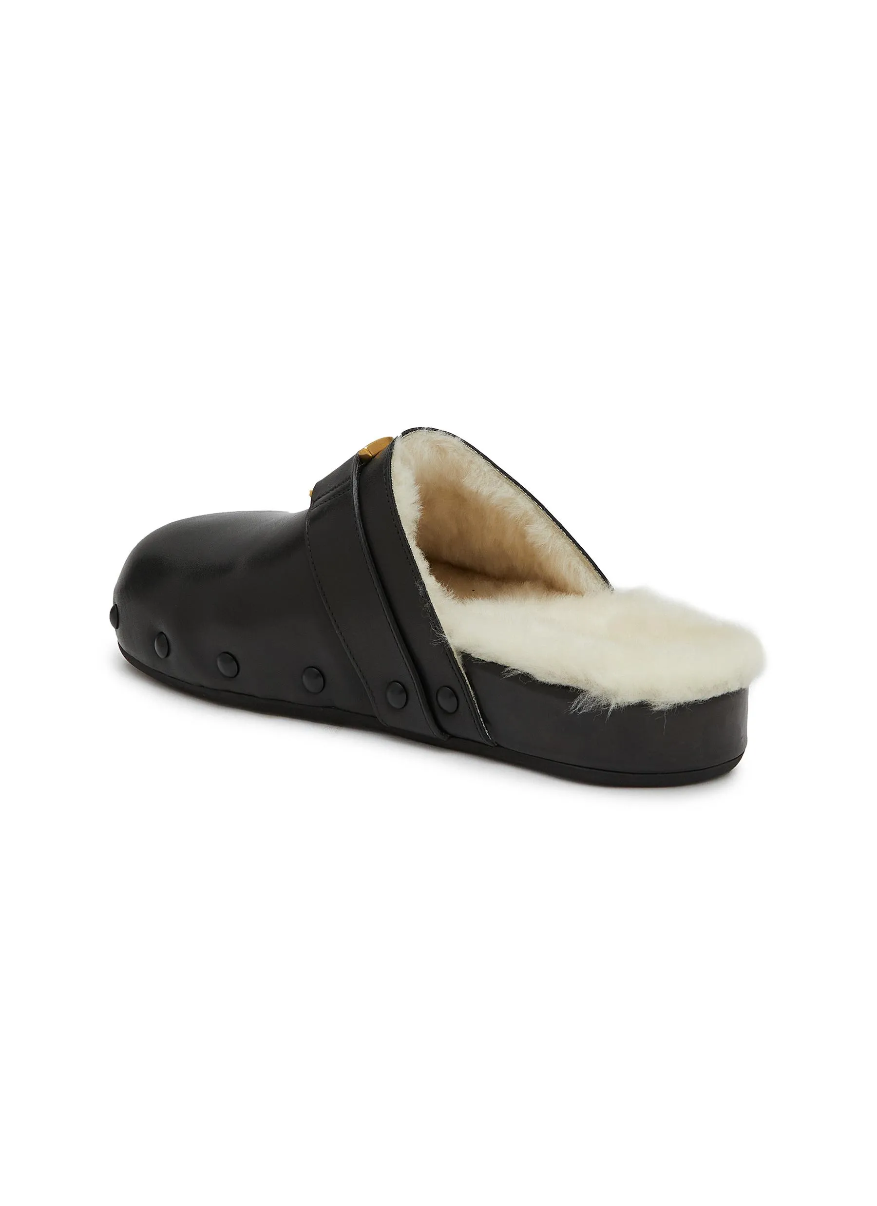 -----------CHLOÉ ---- ------------ ----Marcie Leather Shearling Slides --