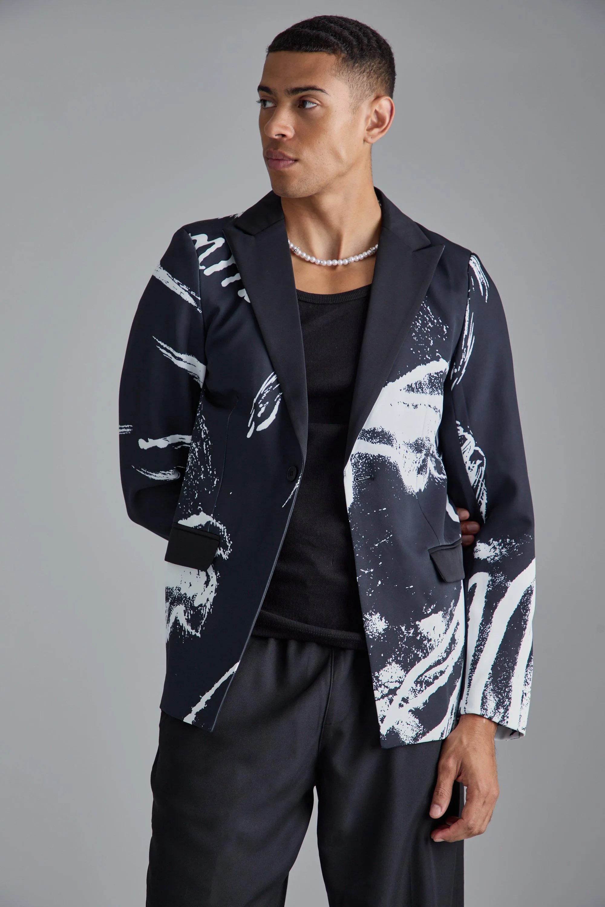 Abstract Printed Slim Fit Blazer