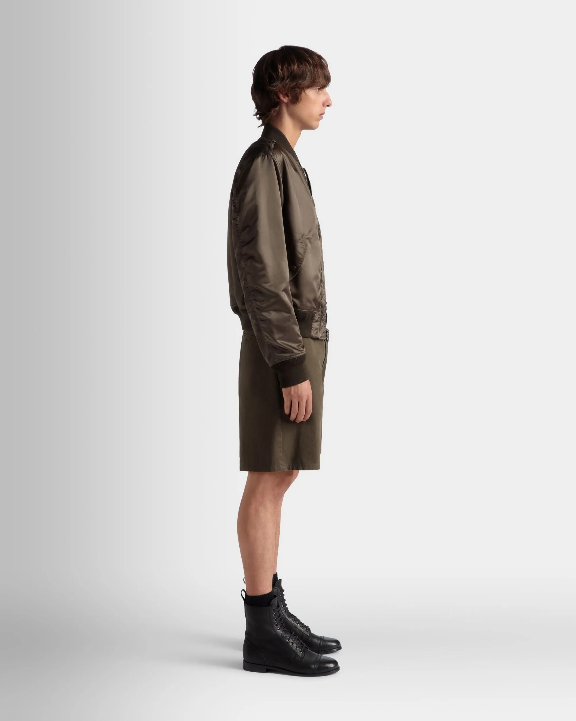 Adrien Brody Travel Collection Bomber In Military Green Nylon 