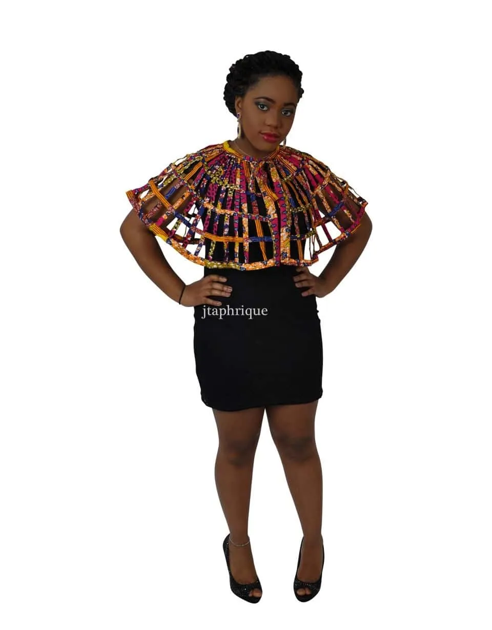 African Ankara Print Weaved Cape - African Clothing Store | JT Aphrique