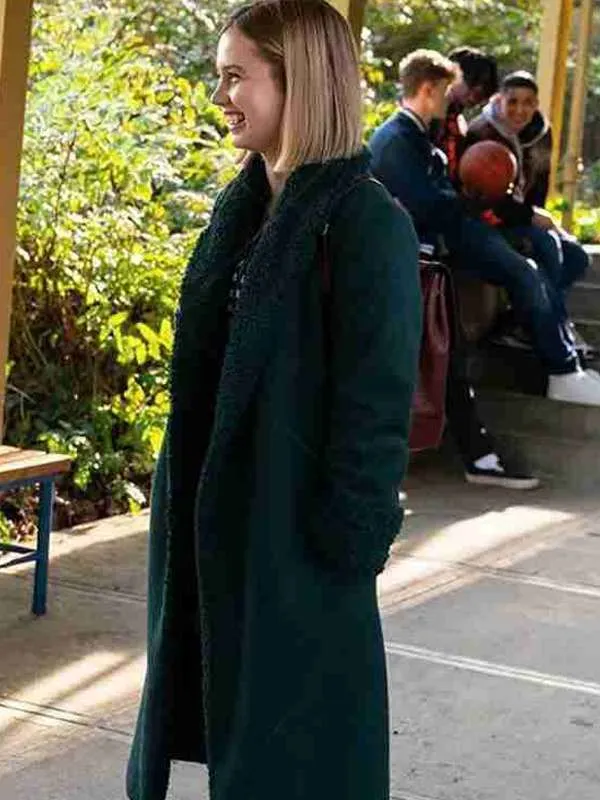 Angourie Rice Honor Society Shearling Green Trench Coat