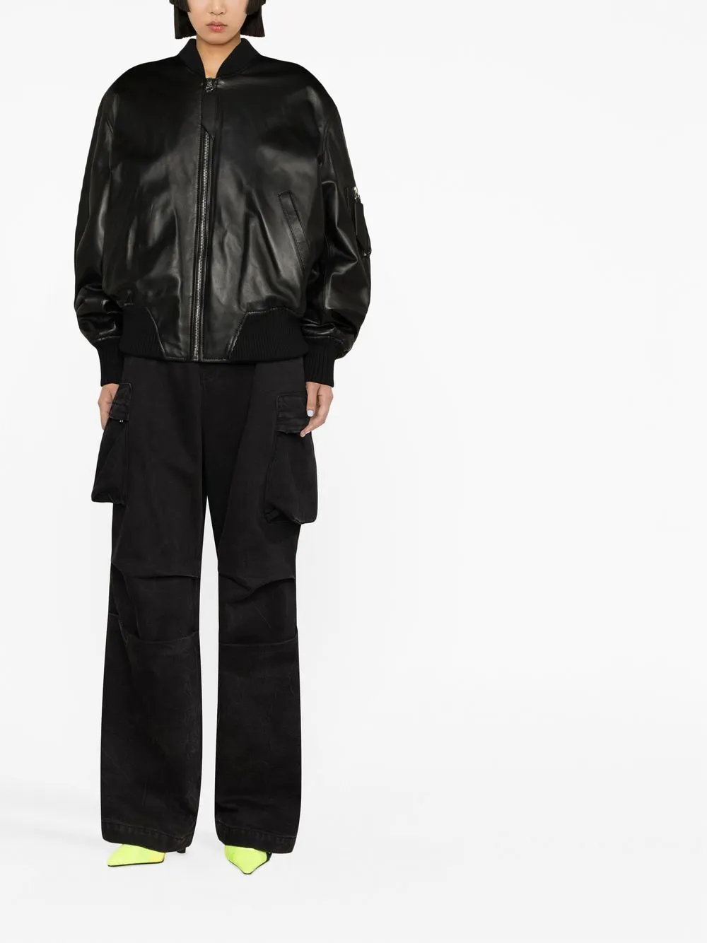 ANJA LEATHER BOMBER JACKET