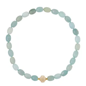 Aquamarine Oval Barrel Necklace