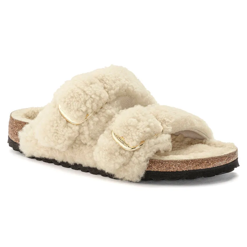 Arizona Big Buckle Shearling - The Birkenstock Signature Double Band Sandal in Eggshell