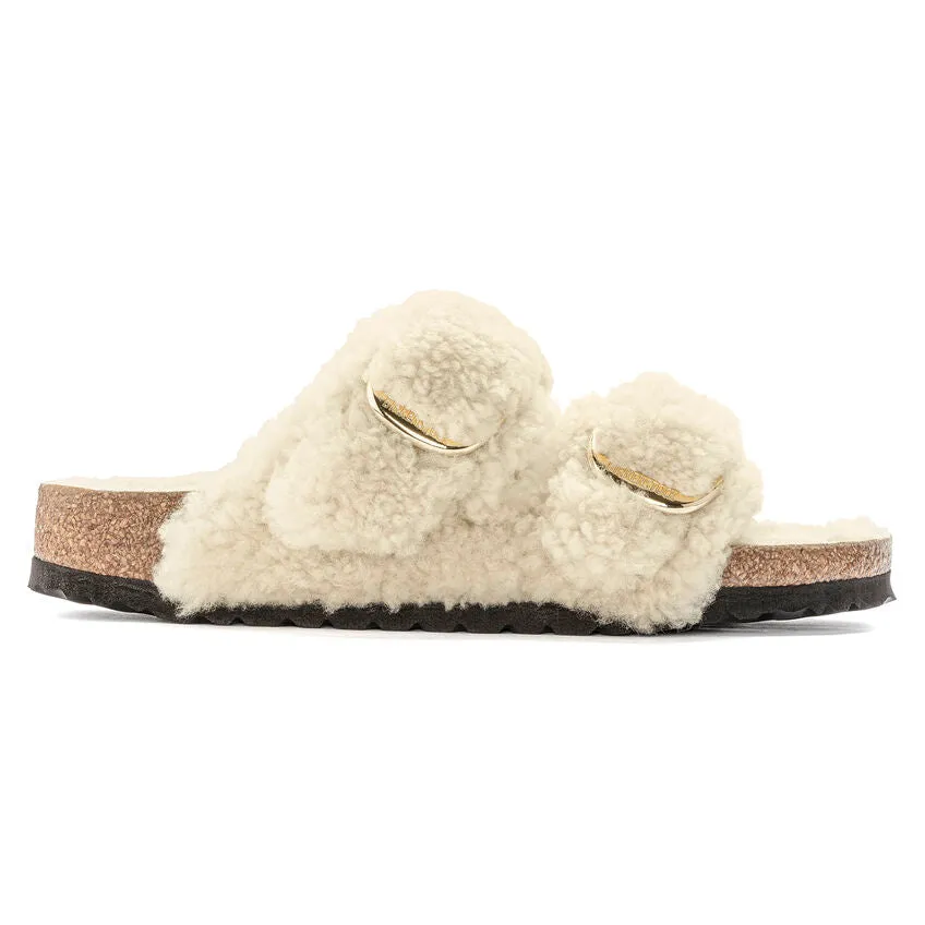 Arizona Big Buckle Shearling - The Birkenstock Signature Double Band Sandal in Eggshell