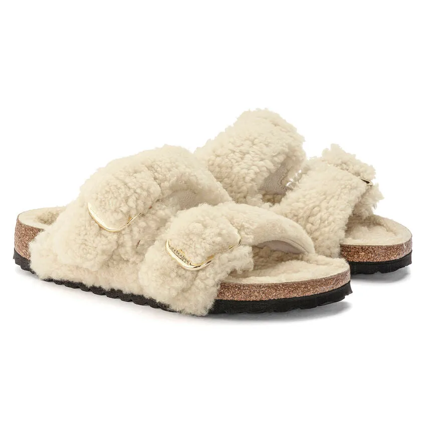 Arizona Big Buckle Shearling - The Birkenstock Signature Double Band Sandal in Eggshell