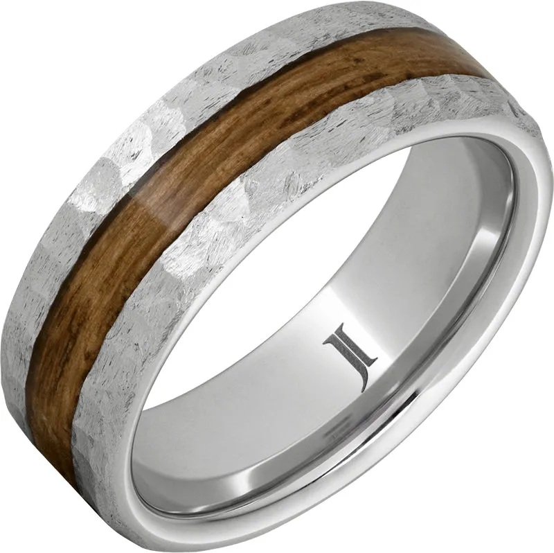 Barrel Aged Serinium Ring with Bourbon Inlay and Moon Crater Finish