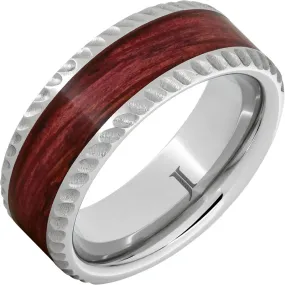 Barrel Aged Serinium Ring with Cabernet Inlay and Notched Edge