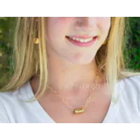 Barrel on Double Gold Paperclip Necklace