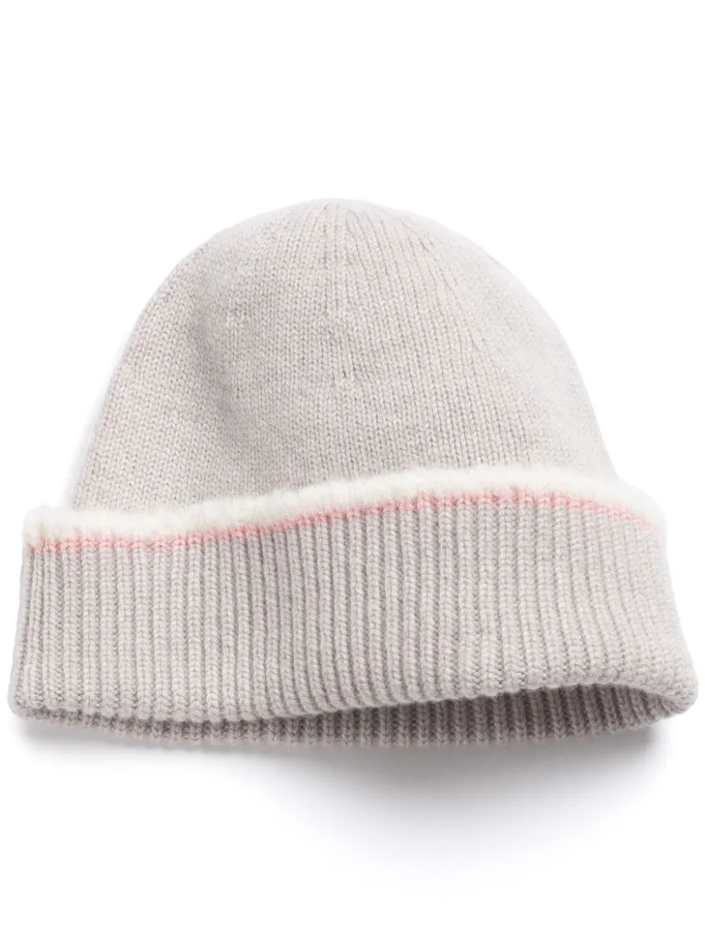 Barrie shearling-trim cashmere beanie - Neutrals