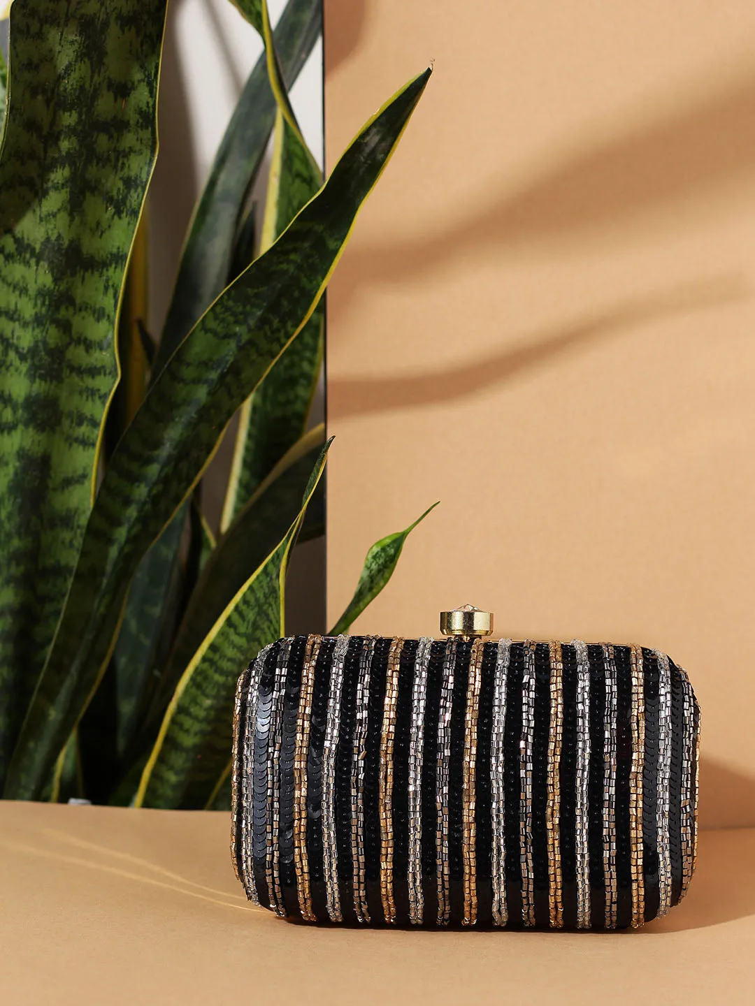 Beaded Stripe Box Pouch