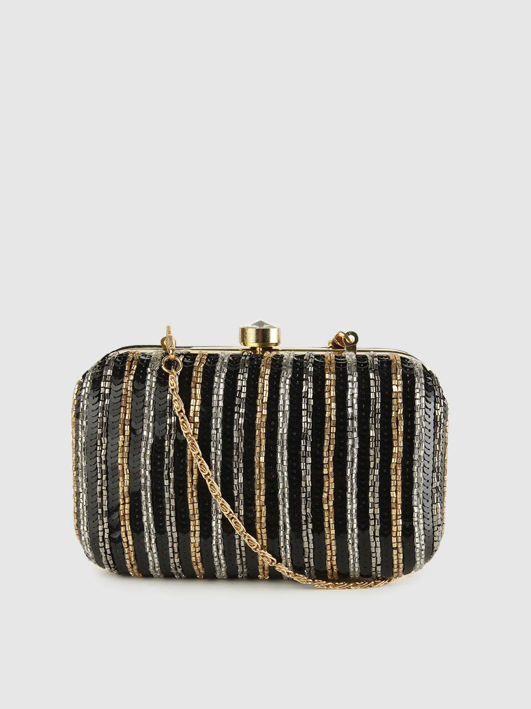 Beaded Stripe Box Pouch