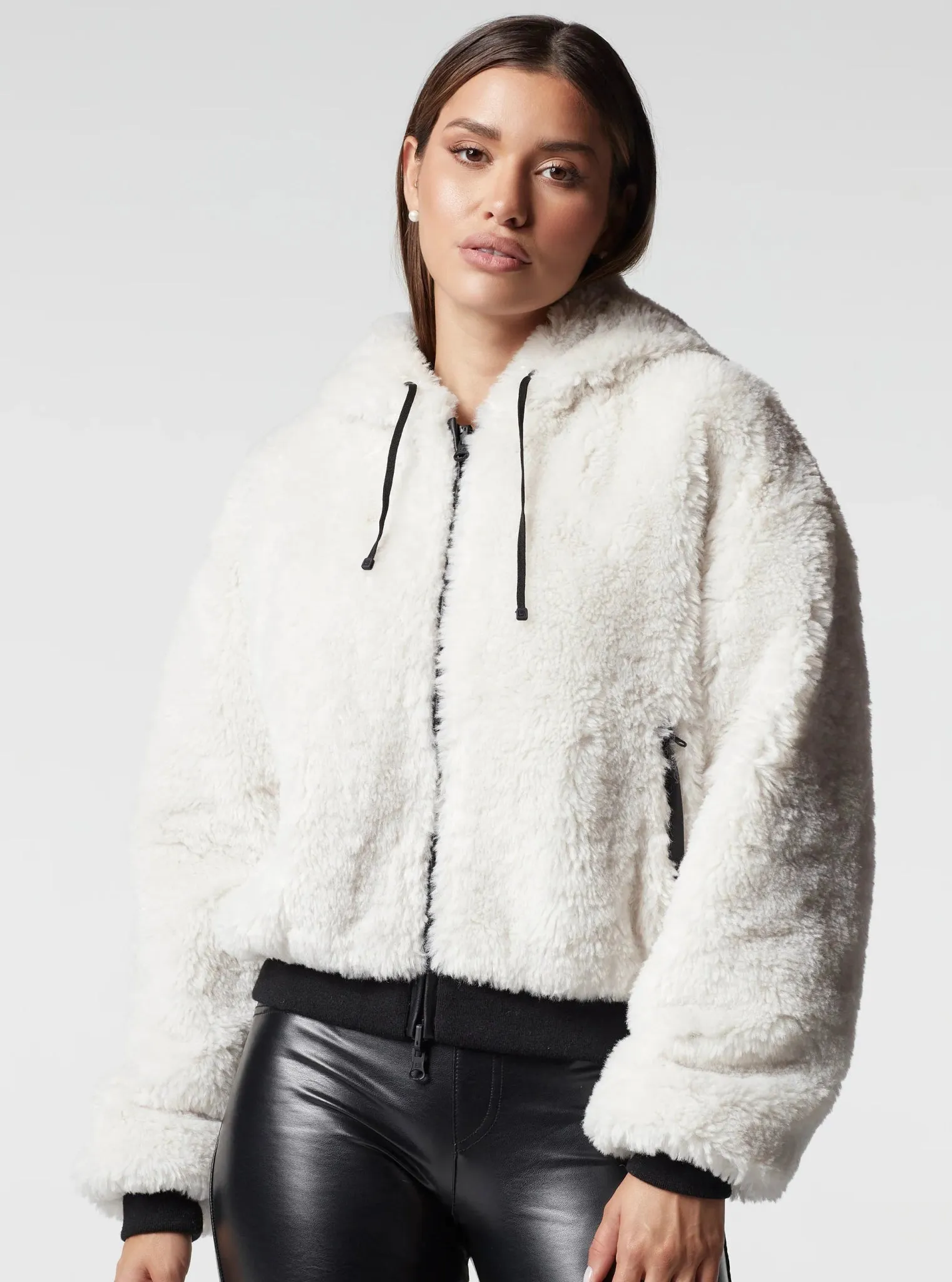 Blanc Noir Luxe Faux Shearling Reversible Hoodie