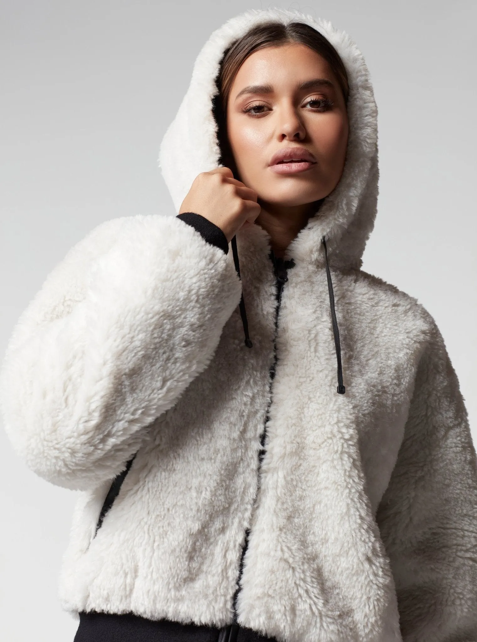 Blanc Noir Luxe Faux Shearling Reversible Hoodie