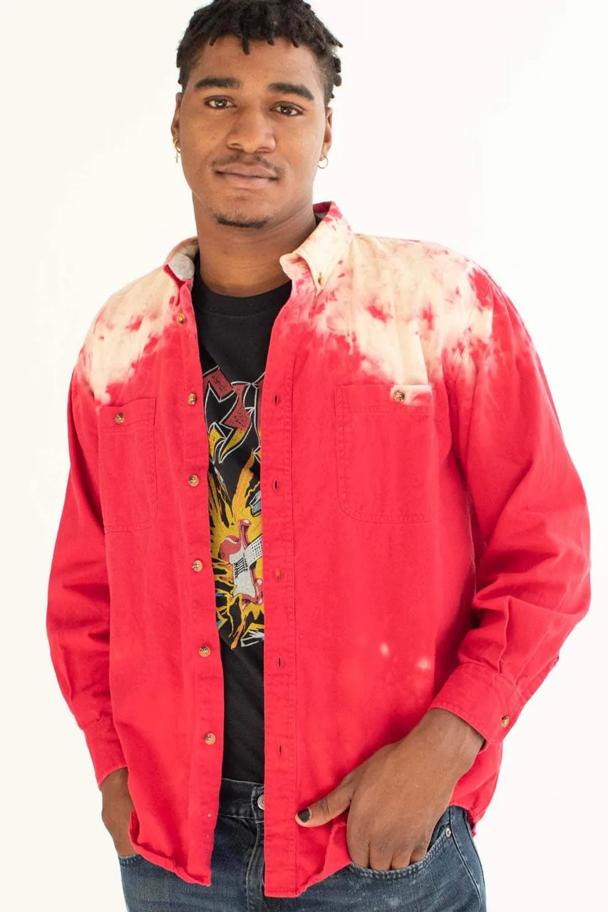 Bleach Topped Red Flannel Shirt