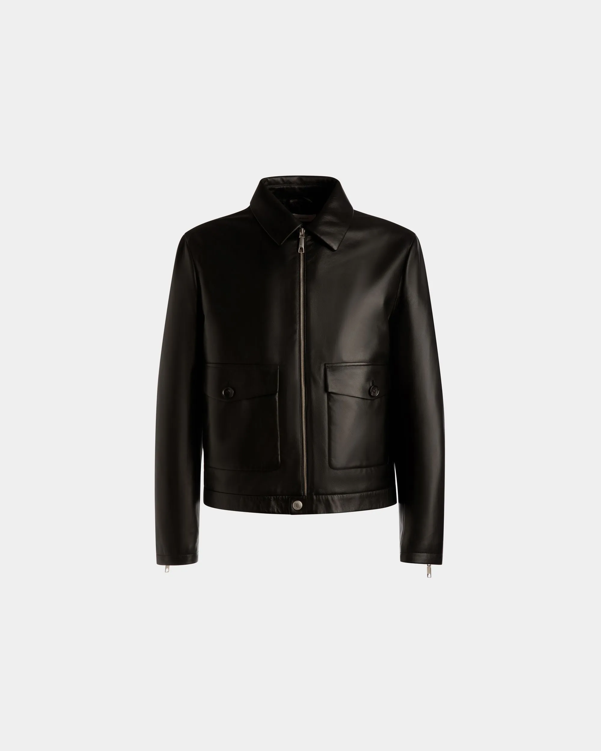 Bomber Jacket In Black Leather 