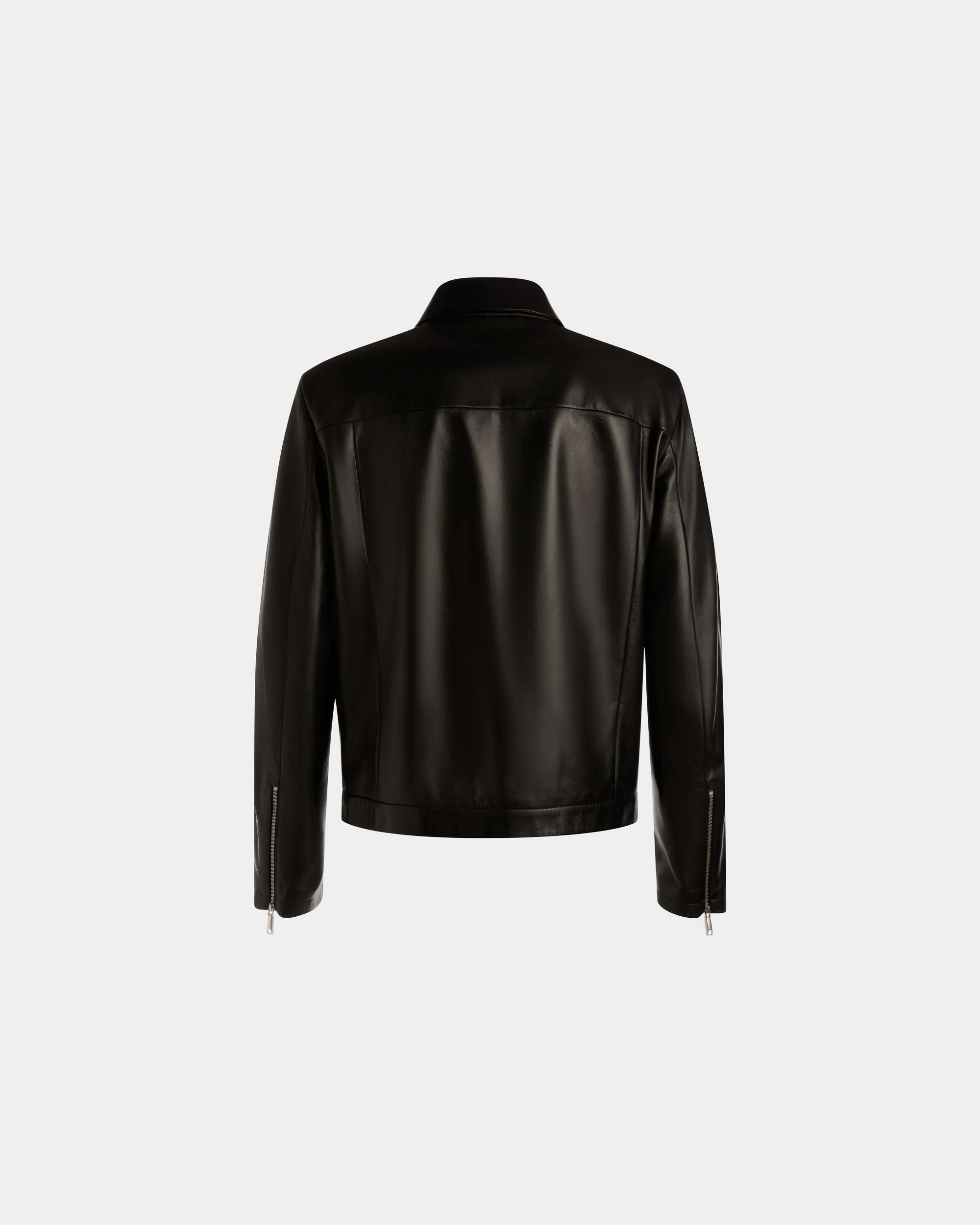 Bomber Jacket In Black Leather 