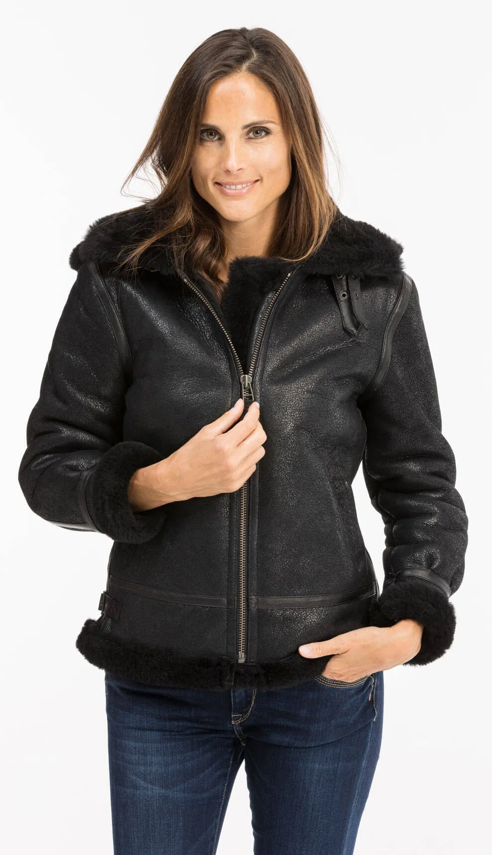 Bomber woman black hood bomber