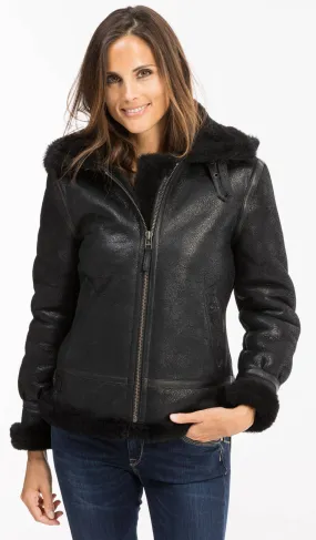 Bomber woman black hood bomber