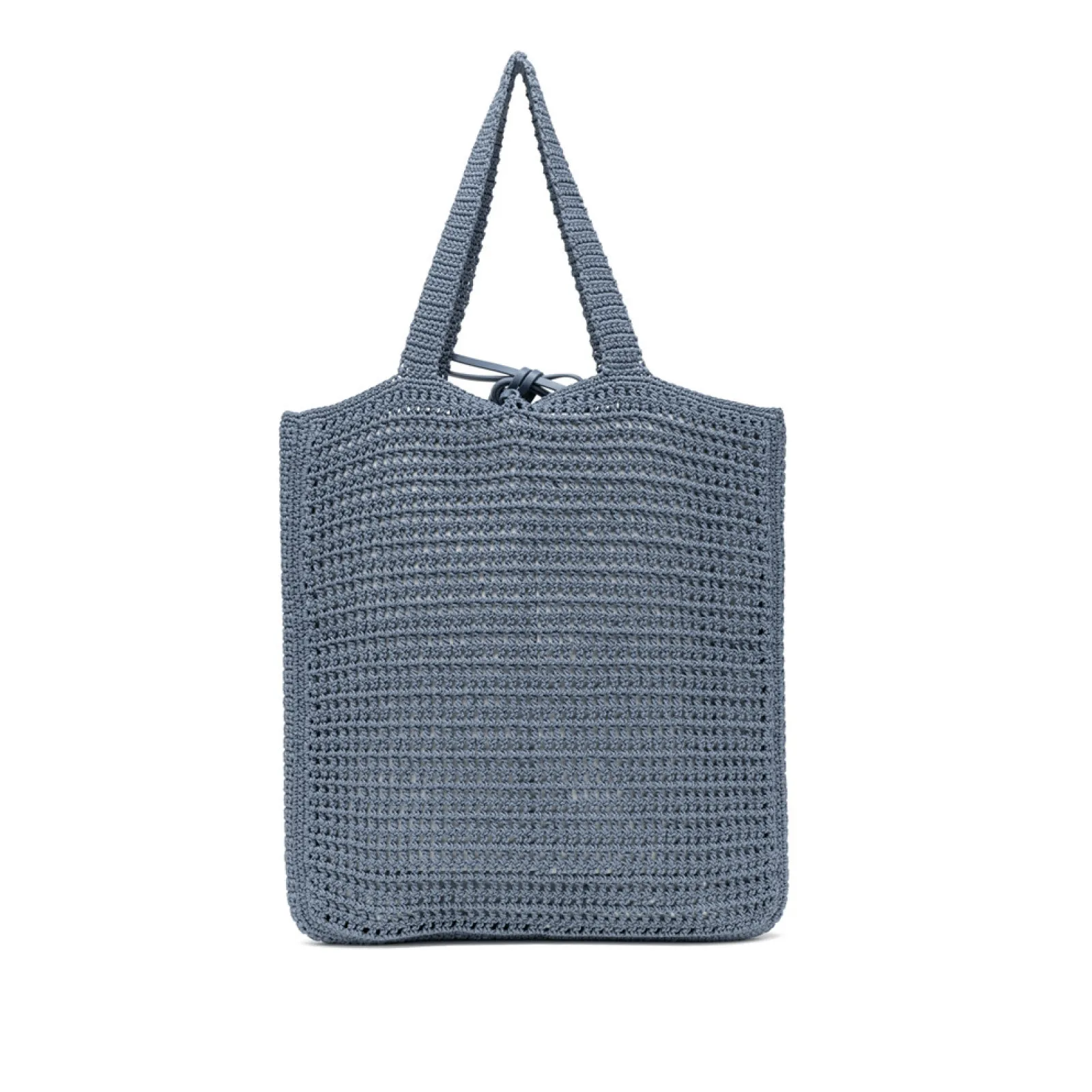 Borsa shopper in tessuto a uncinetto azzurro