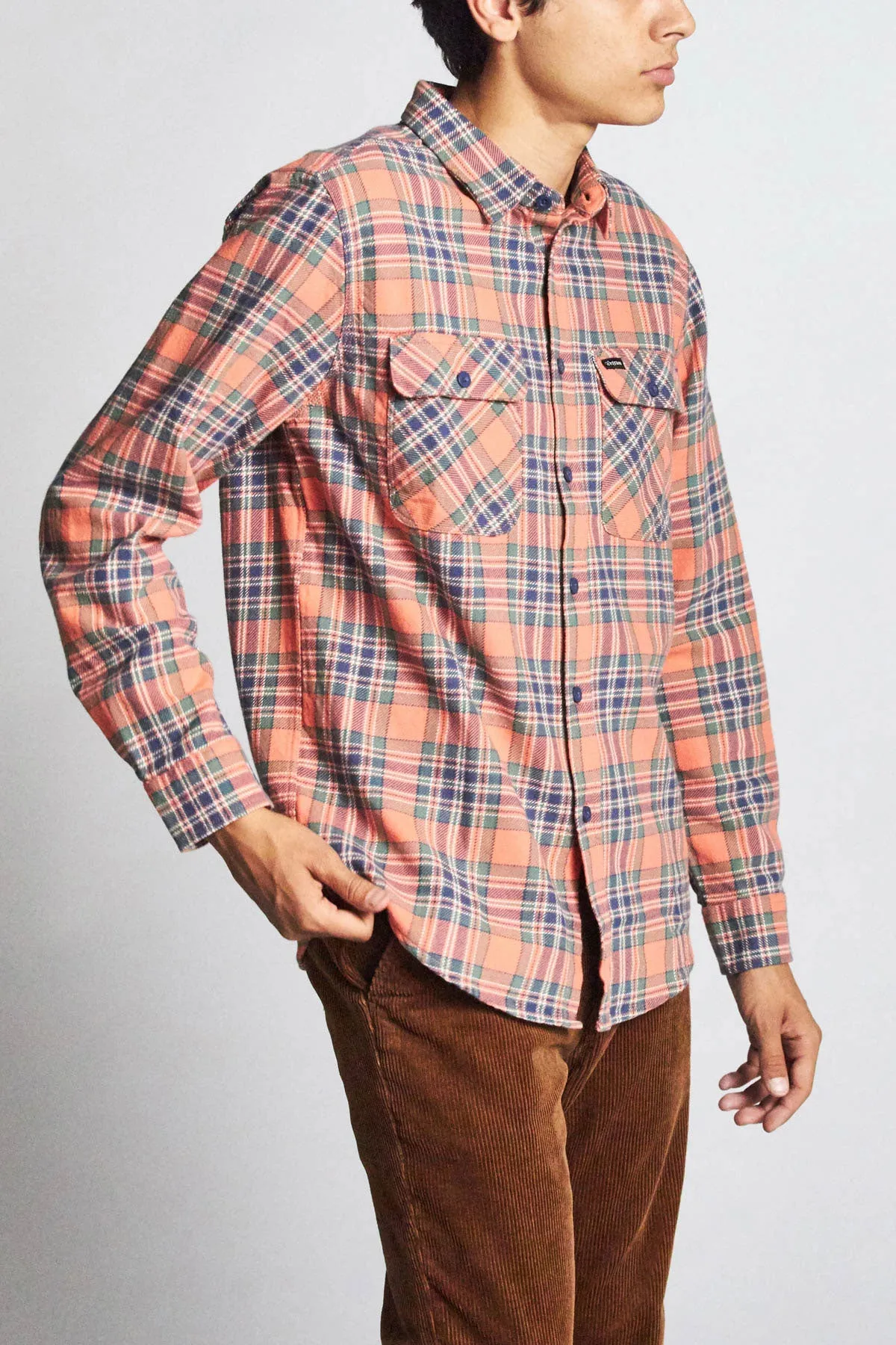 Bowery L/S Flannel - Salmon/Navy