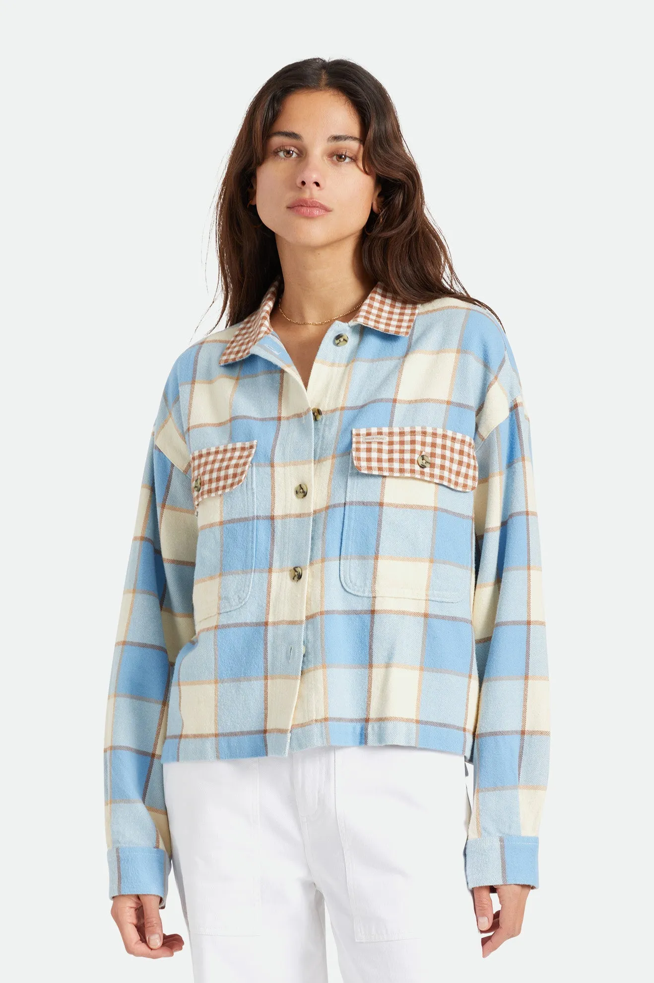 Bowery Women's L/S Flannel - Casa Blanca Blue/Dove