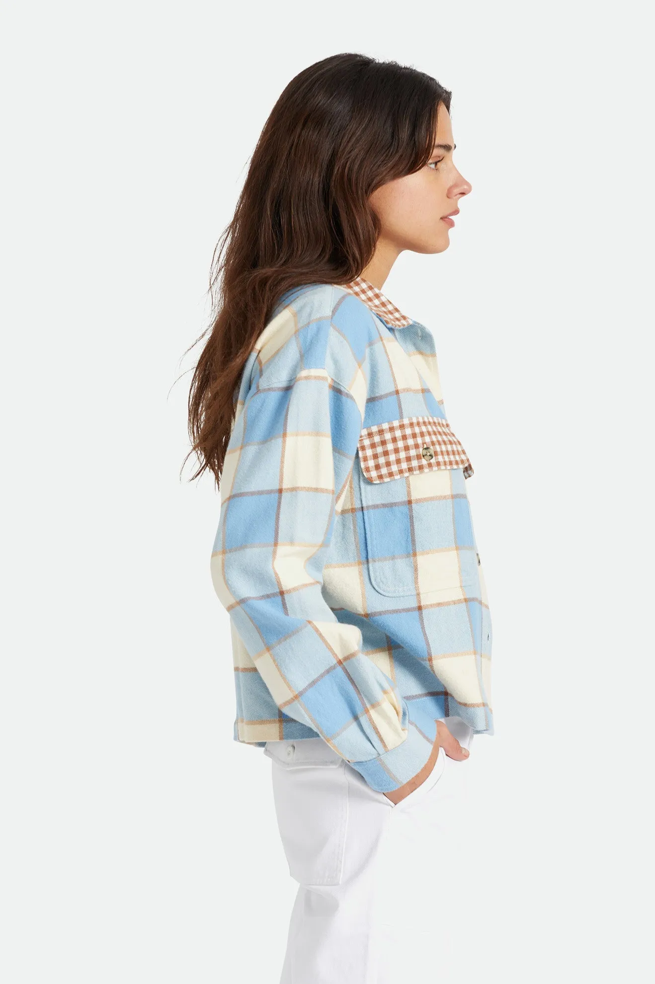 Bowery Women's L/S Flannel - Casa Blanca Blue/Dove