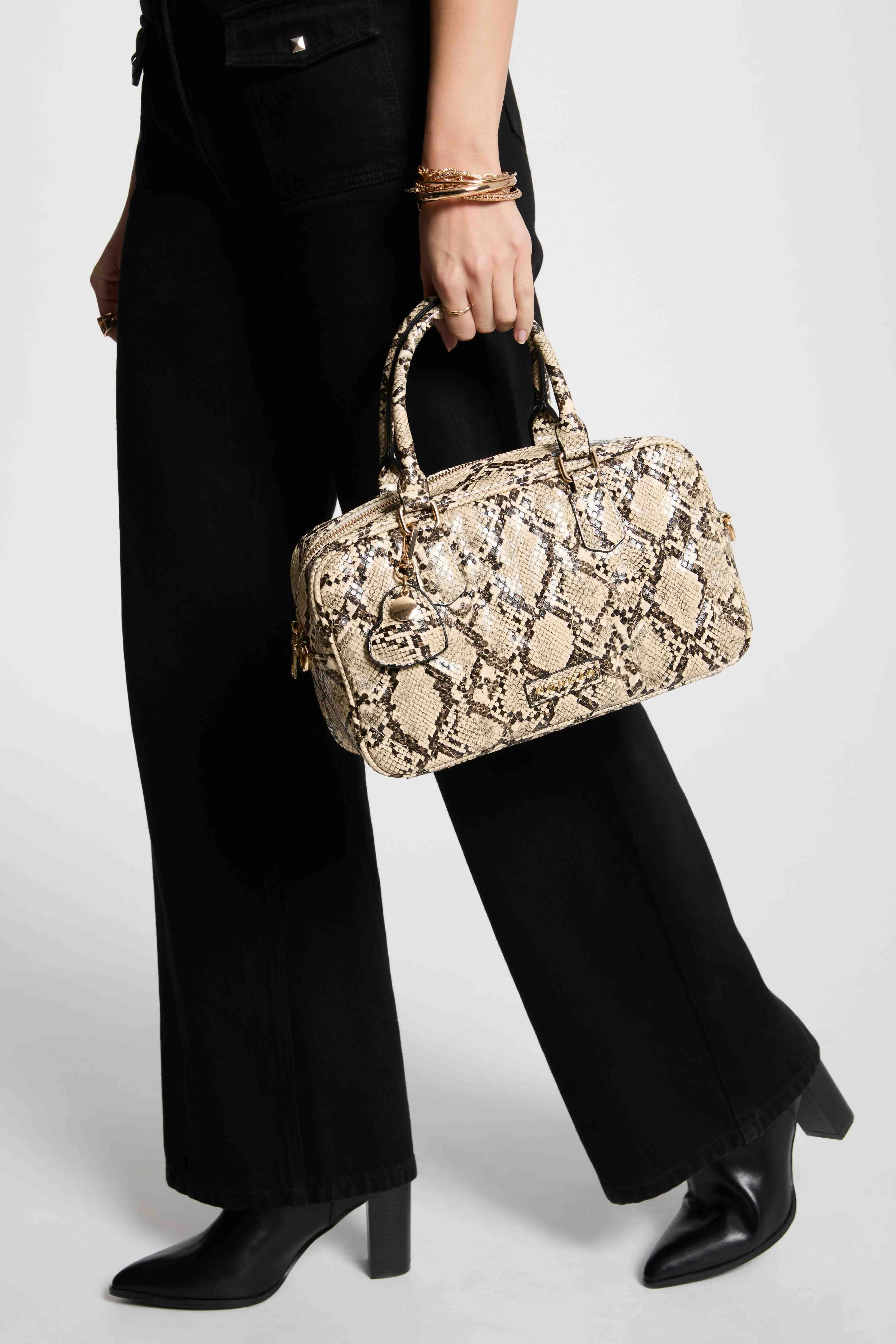 Bowler bag snake effect sand women