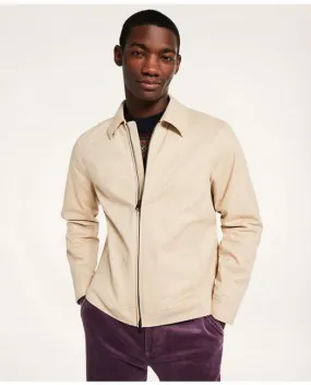 Brooks Brothers Men's Stretch Cotton Twill Bomber Jacket Beige