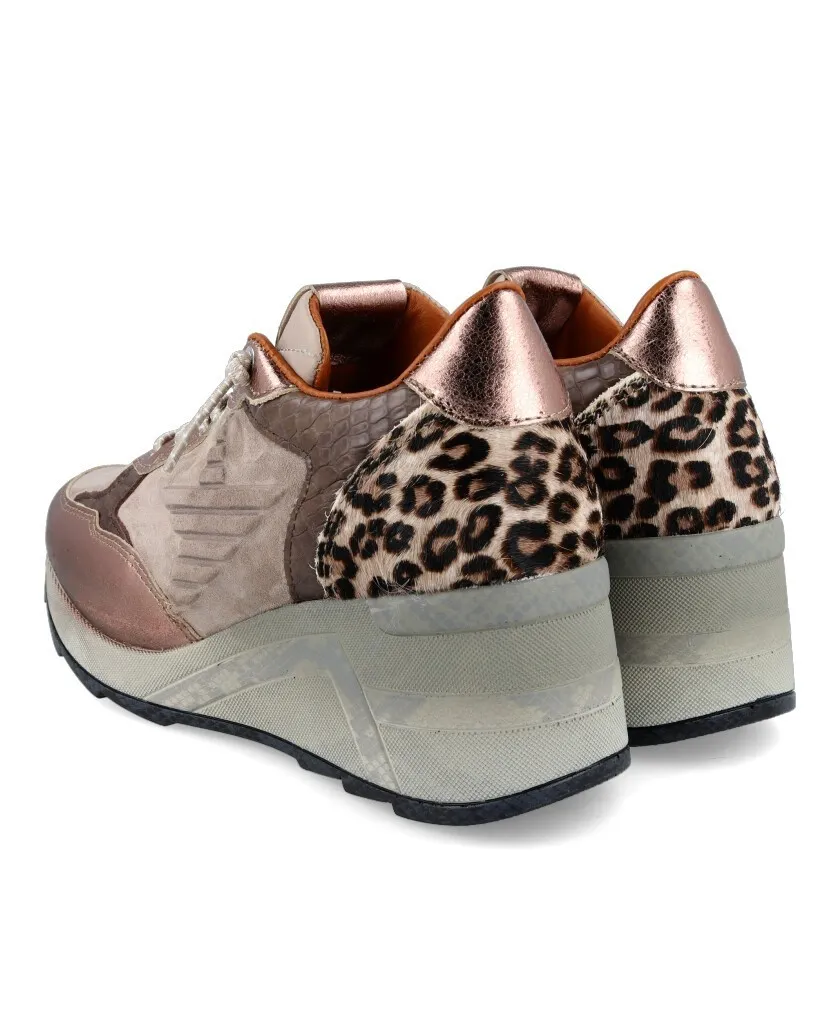 Cetti C-1337 Women's wedge leopard sneakers