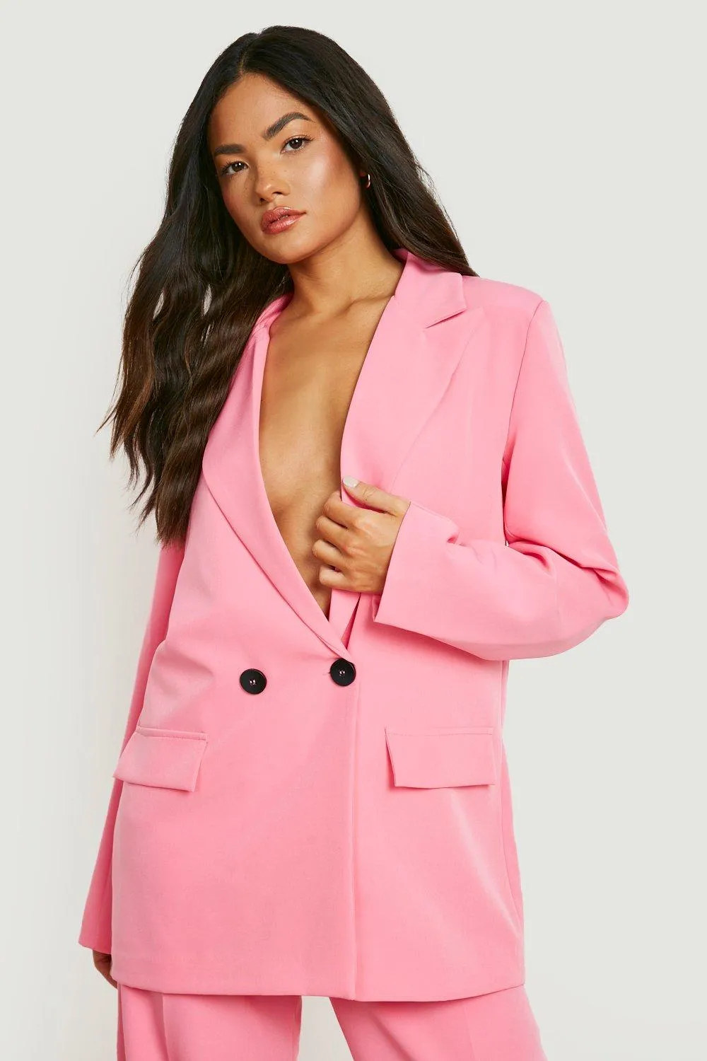 Color Pop Contrast Button Tailored Blazer