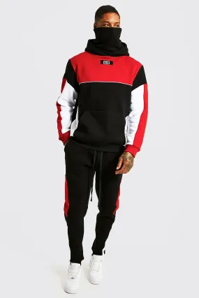 Colour Block Snood Hooded Tracksuit