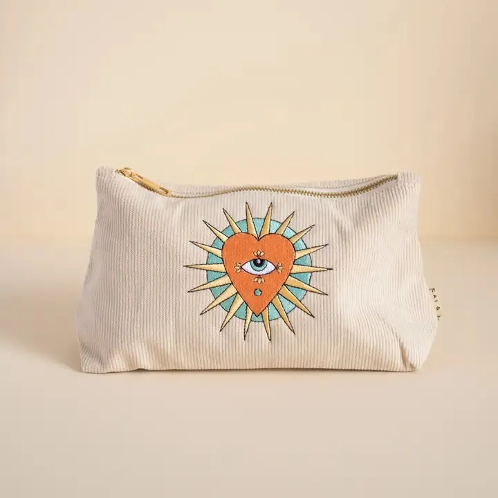 Corduroy Embroidered Pouch