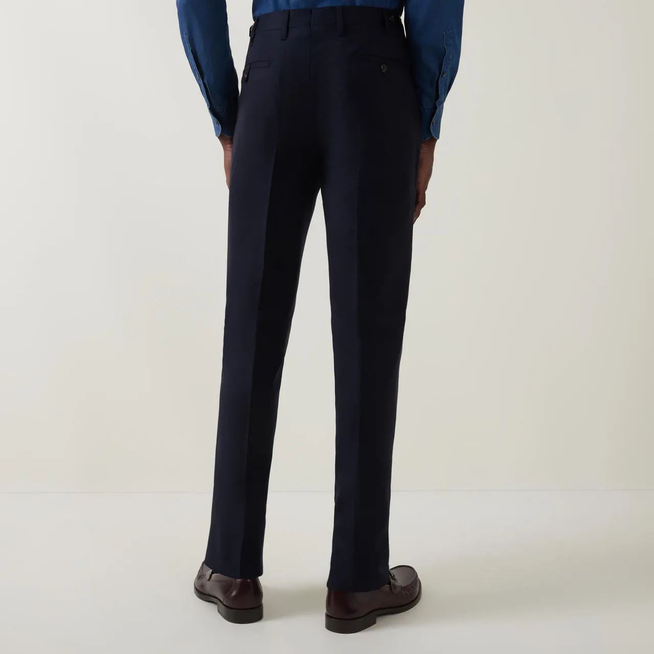 CORNELIANI Mid-Rise Formal Flannel Trousers - Navy