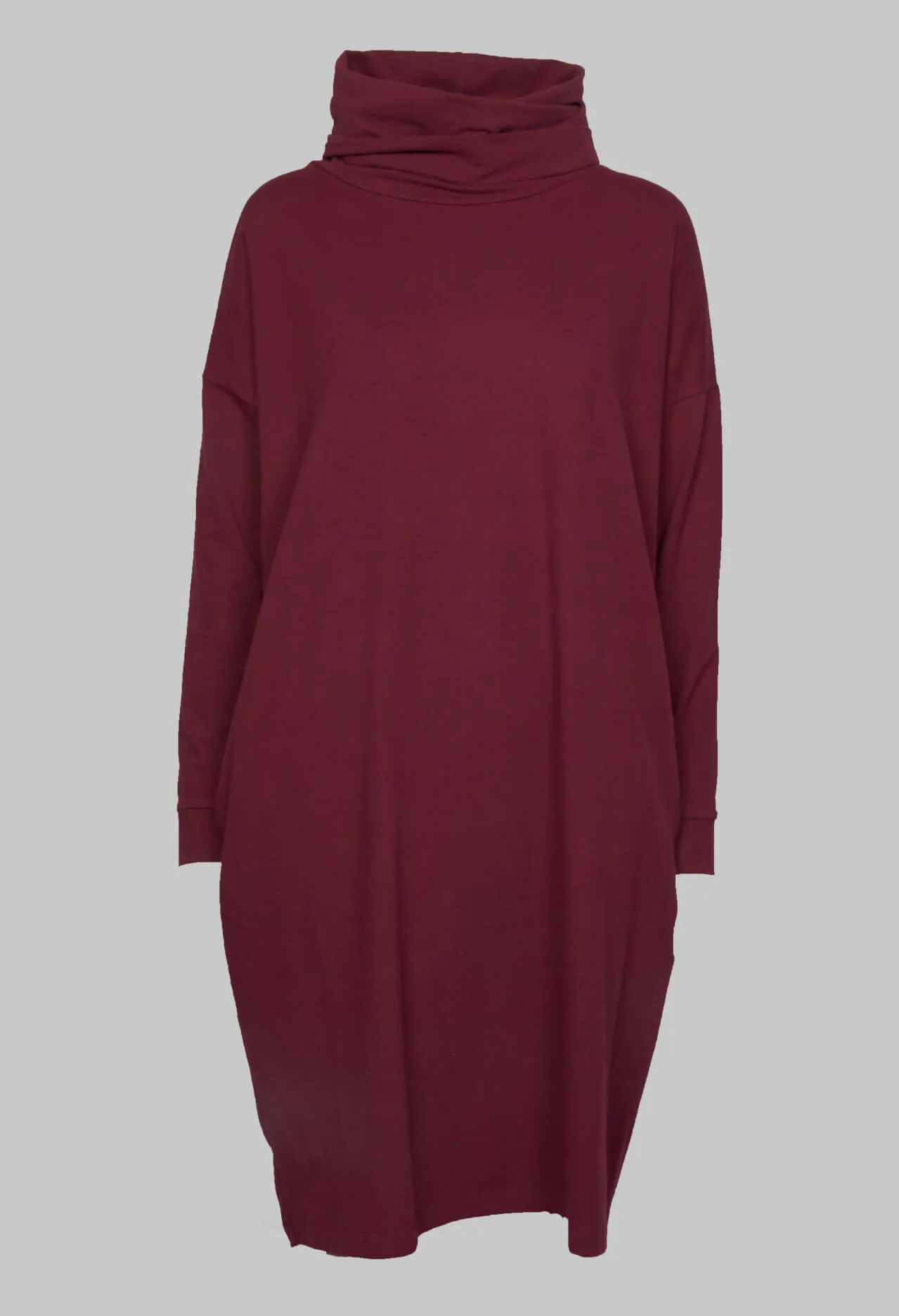 Cowl Neck Jersey Dress in Prune