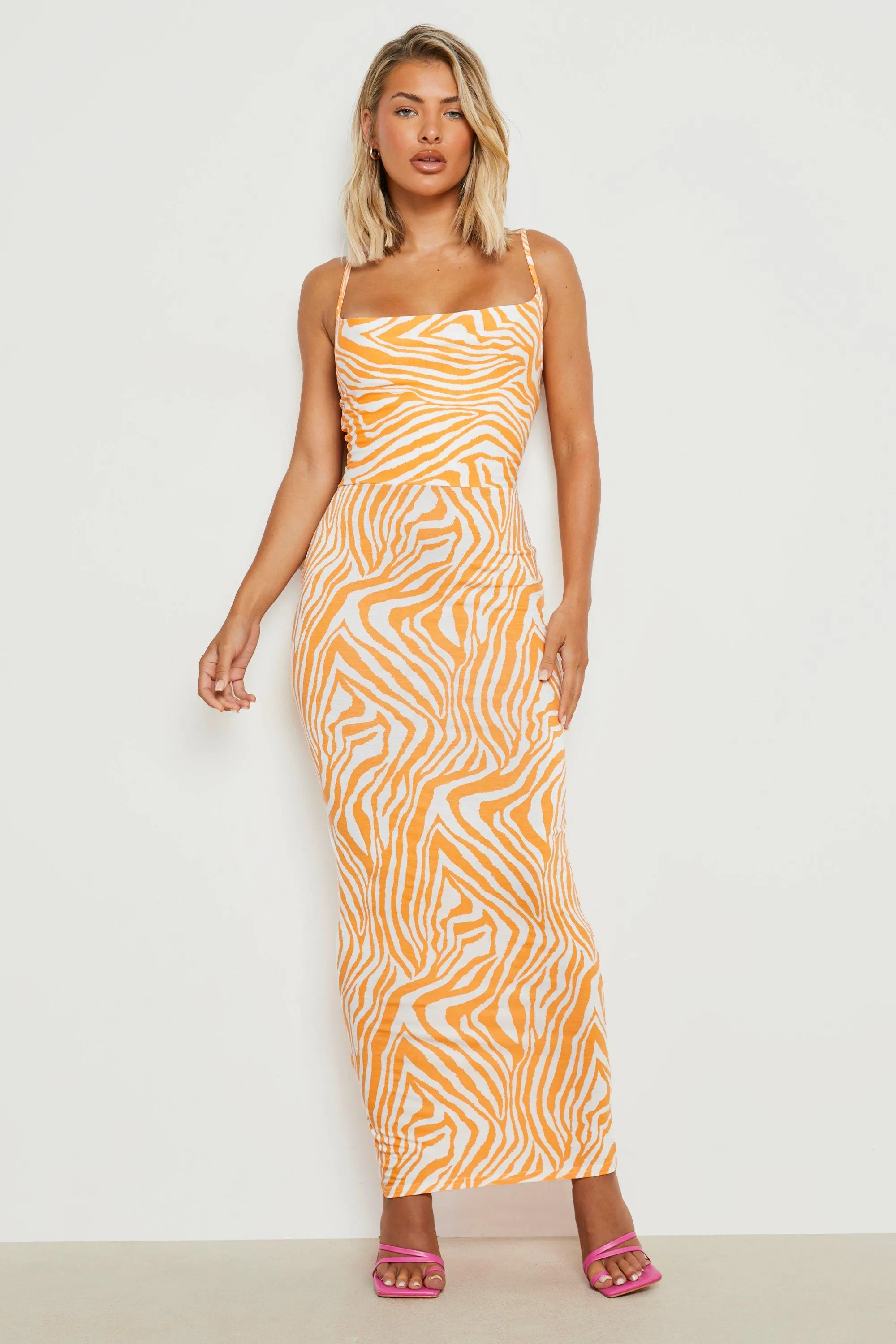 Cowl Neck Maxi Dress Zebra Print