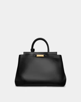 Deco Tote Bag In Black Leather 