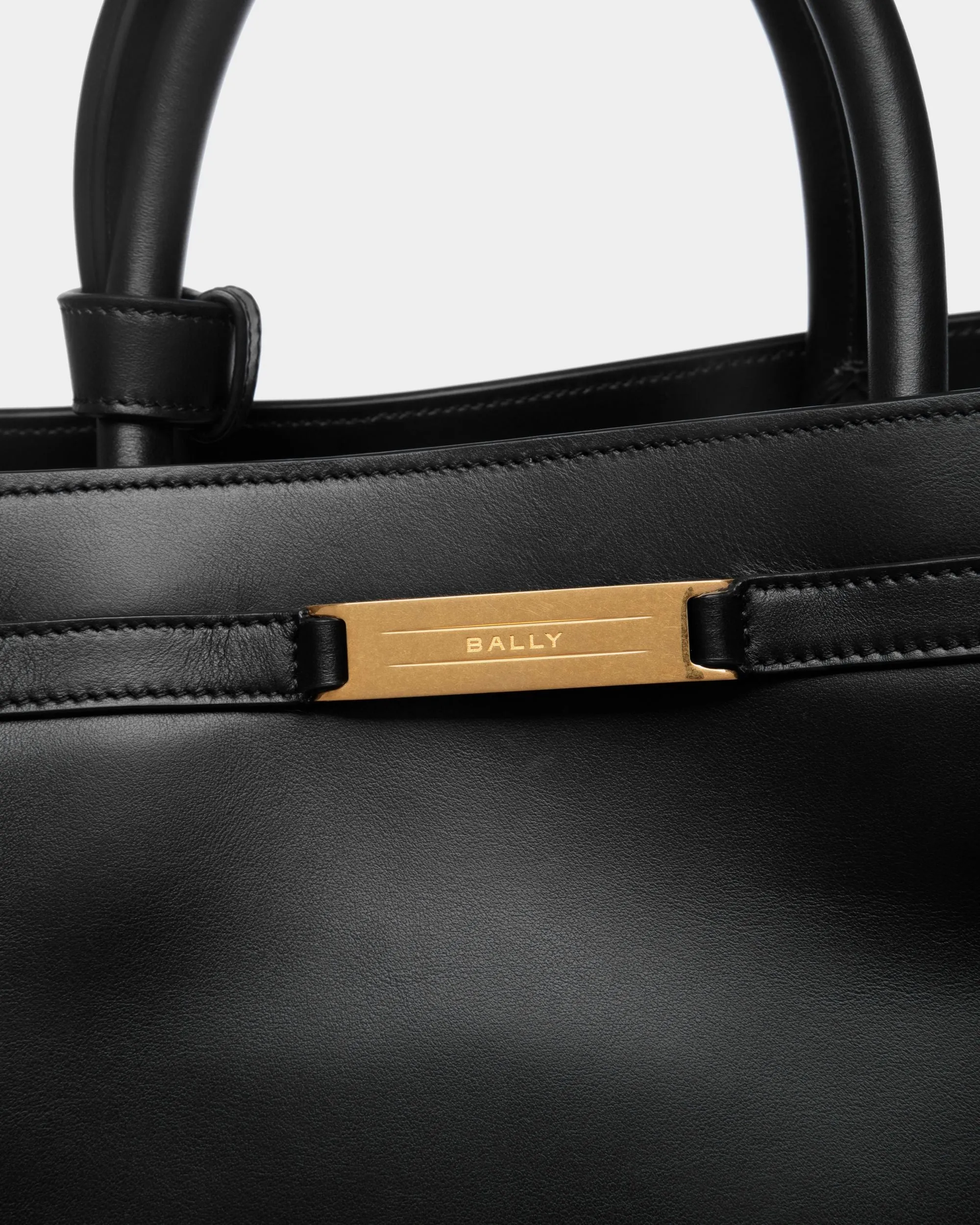 Deco Tote Bag In Black Leather 