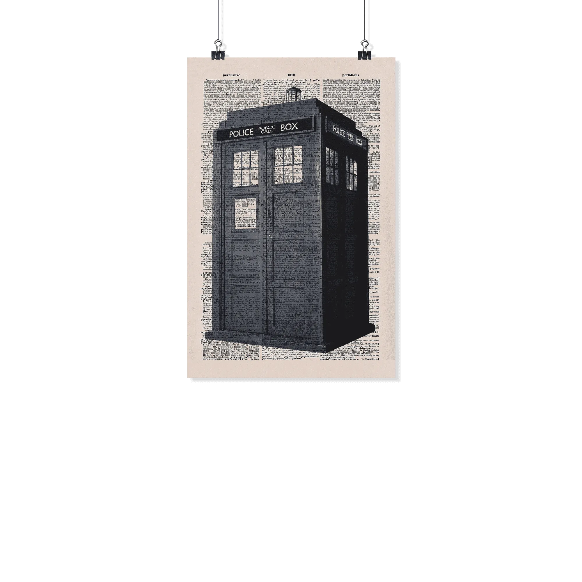 Doctor who tardis vintage dictionary poster