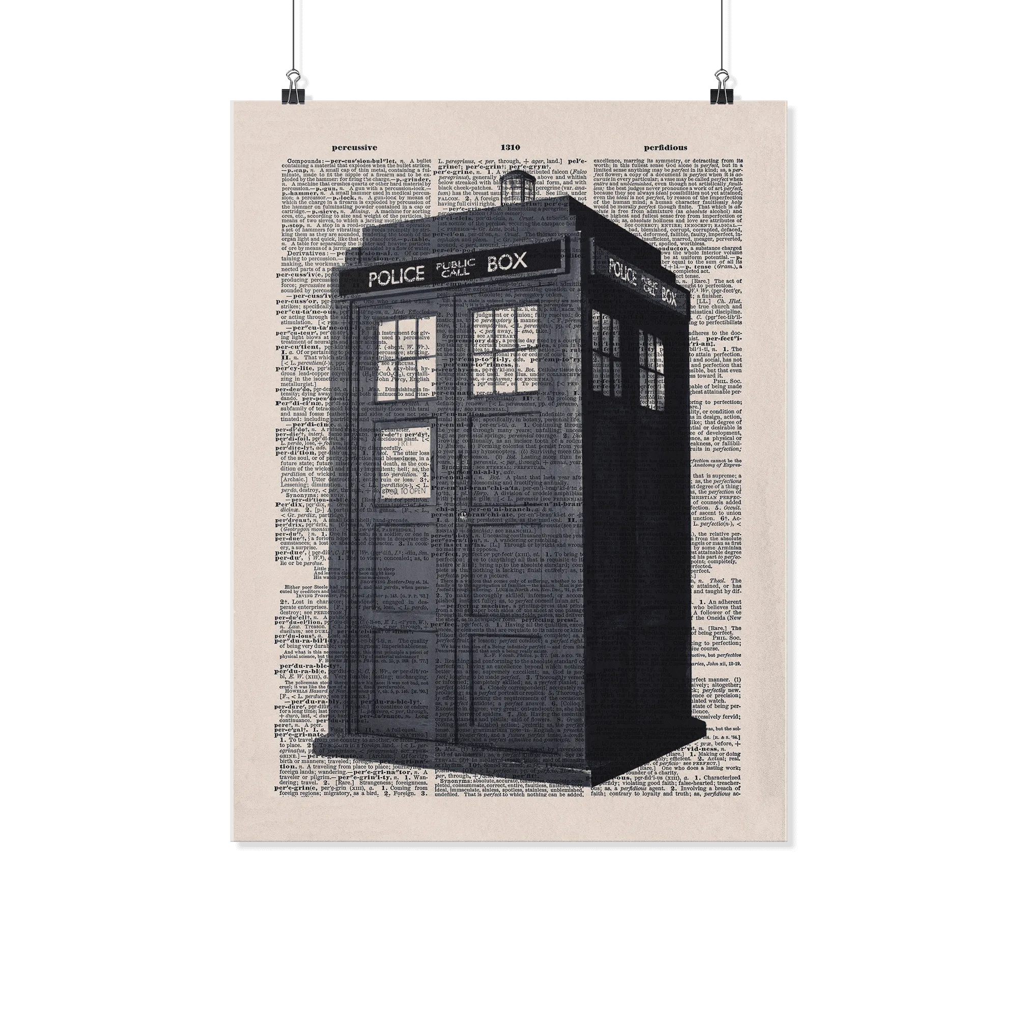 Doctor who tardis vintage dictionary poster