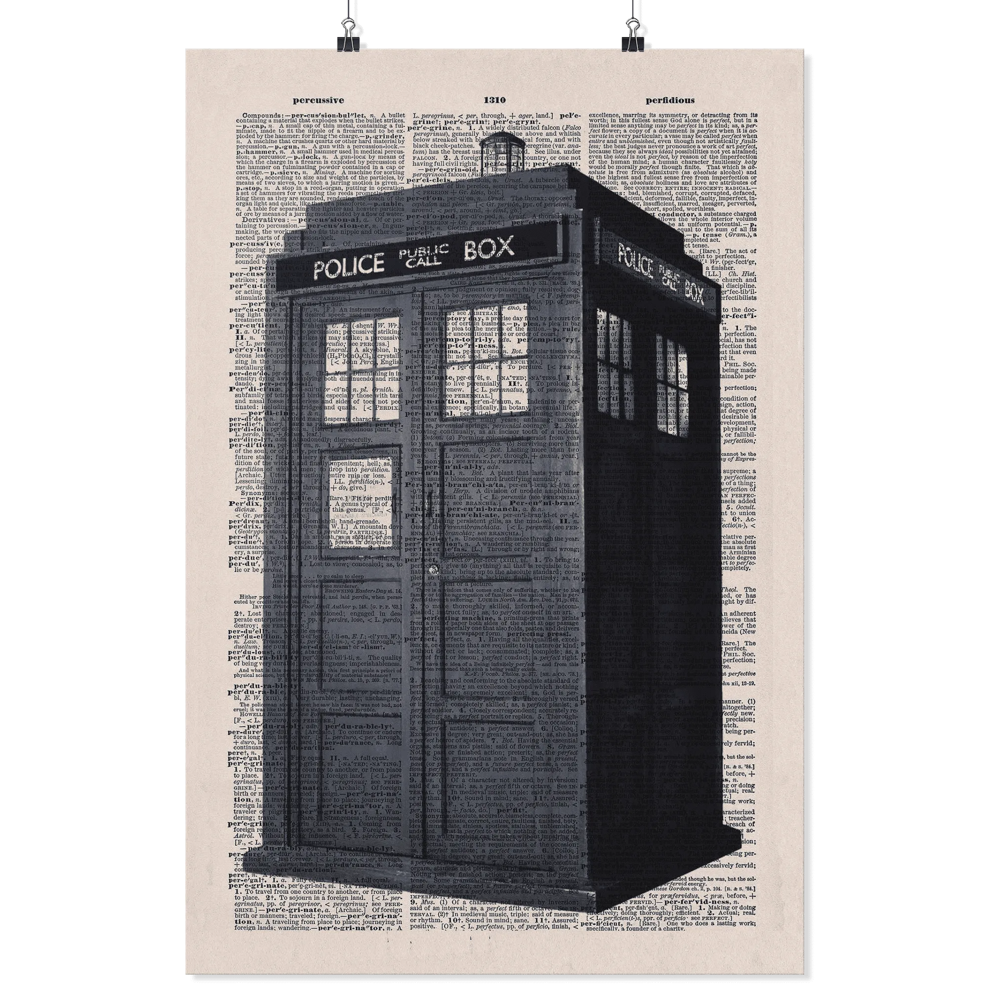 Doctor who tardis vintage dictionary poster