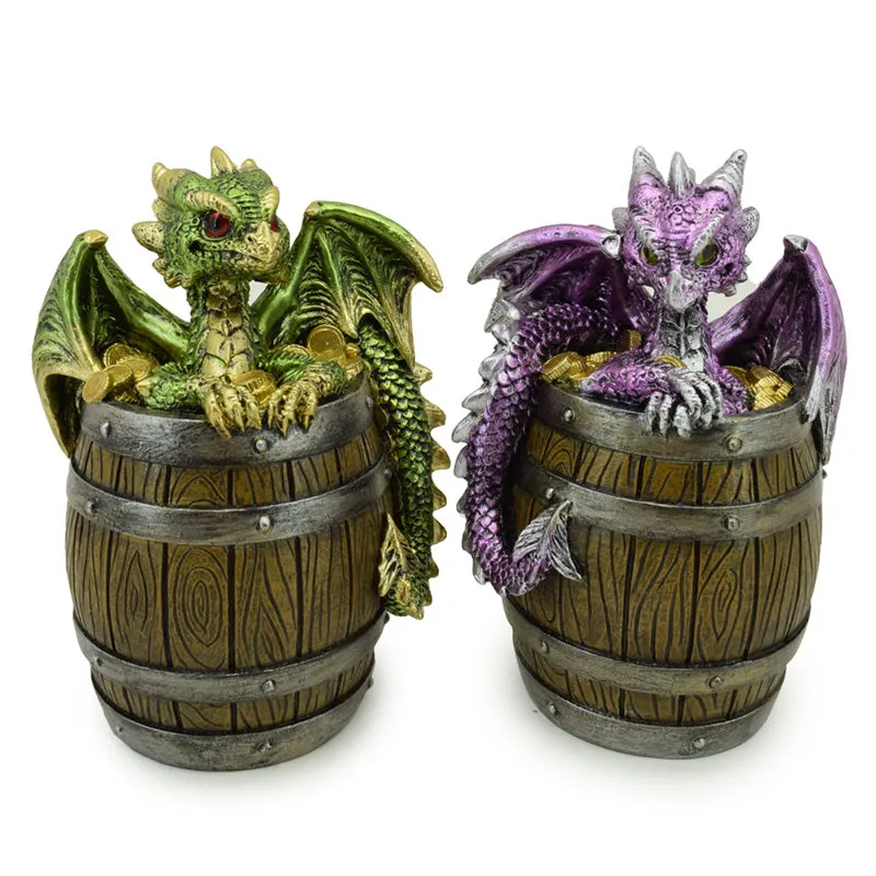 Elements Dragon Figurine - Barrel of Treasure DRG541