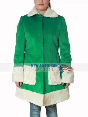 Emilia Clarke Last Christmas Green Shearling Coat