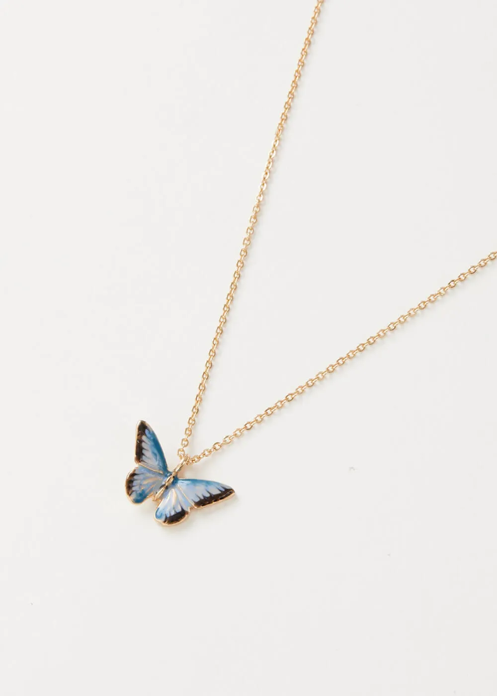 Fable England Blue Butterfly Enamel Necklace