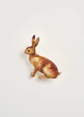 Fable England Rabbit Brooch Brown