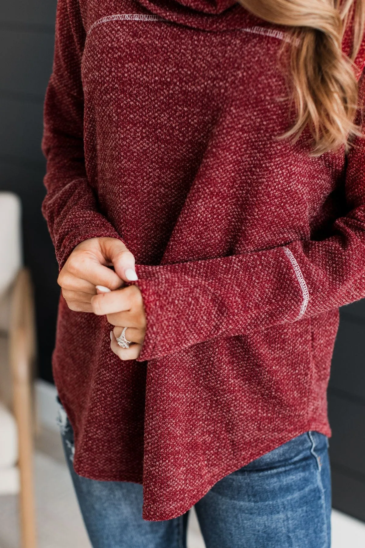 Feeling Flattered Cowl Neck Top- Burgundy