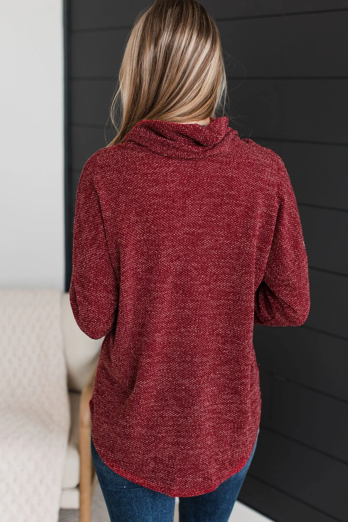 Feeling Flattered Cowl Neck Top- Burgundy