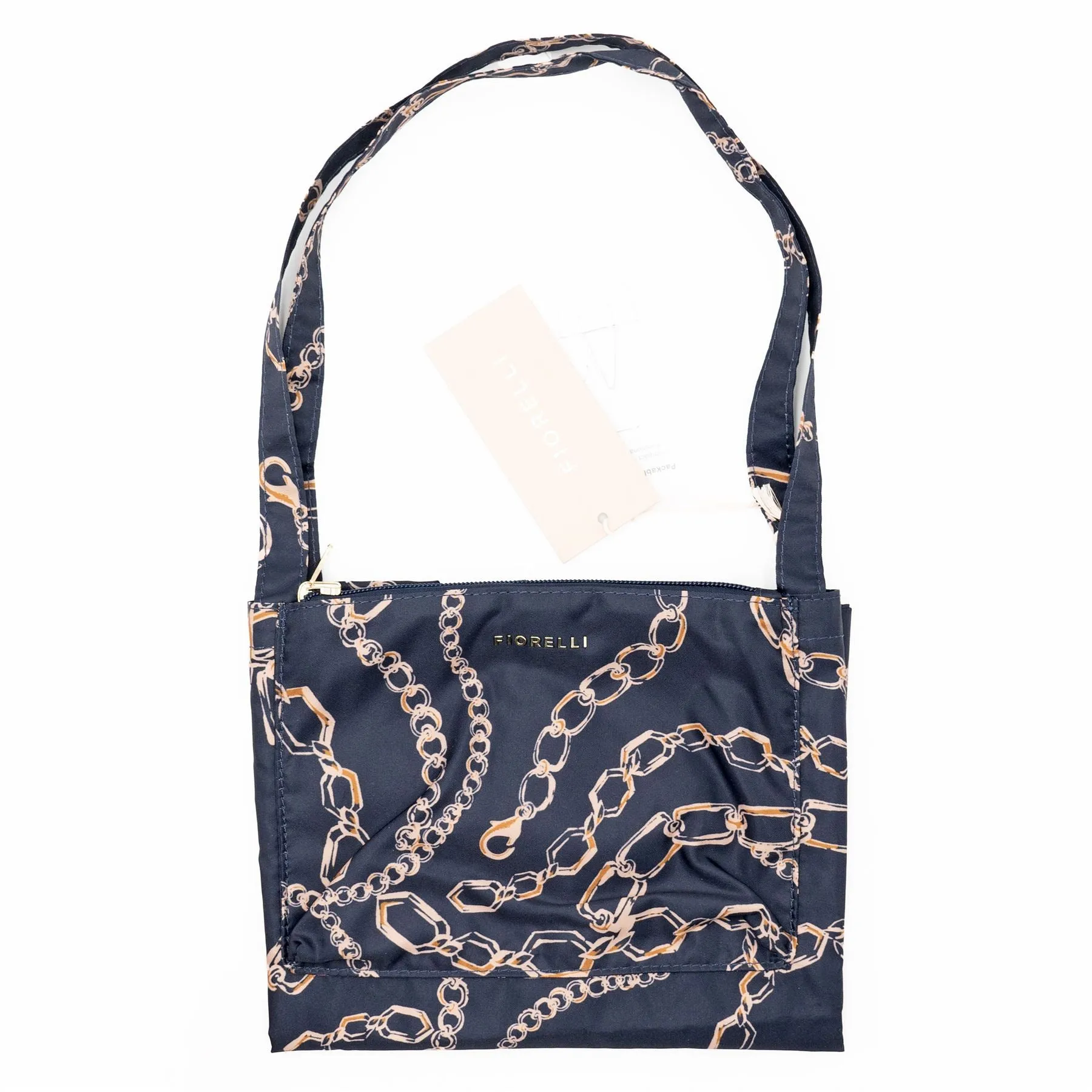 Fiorelli Swift Navy Verona Print Packaway Foldable Nylon Shopper Tote Bag