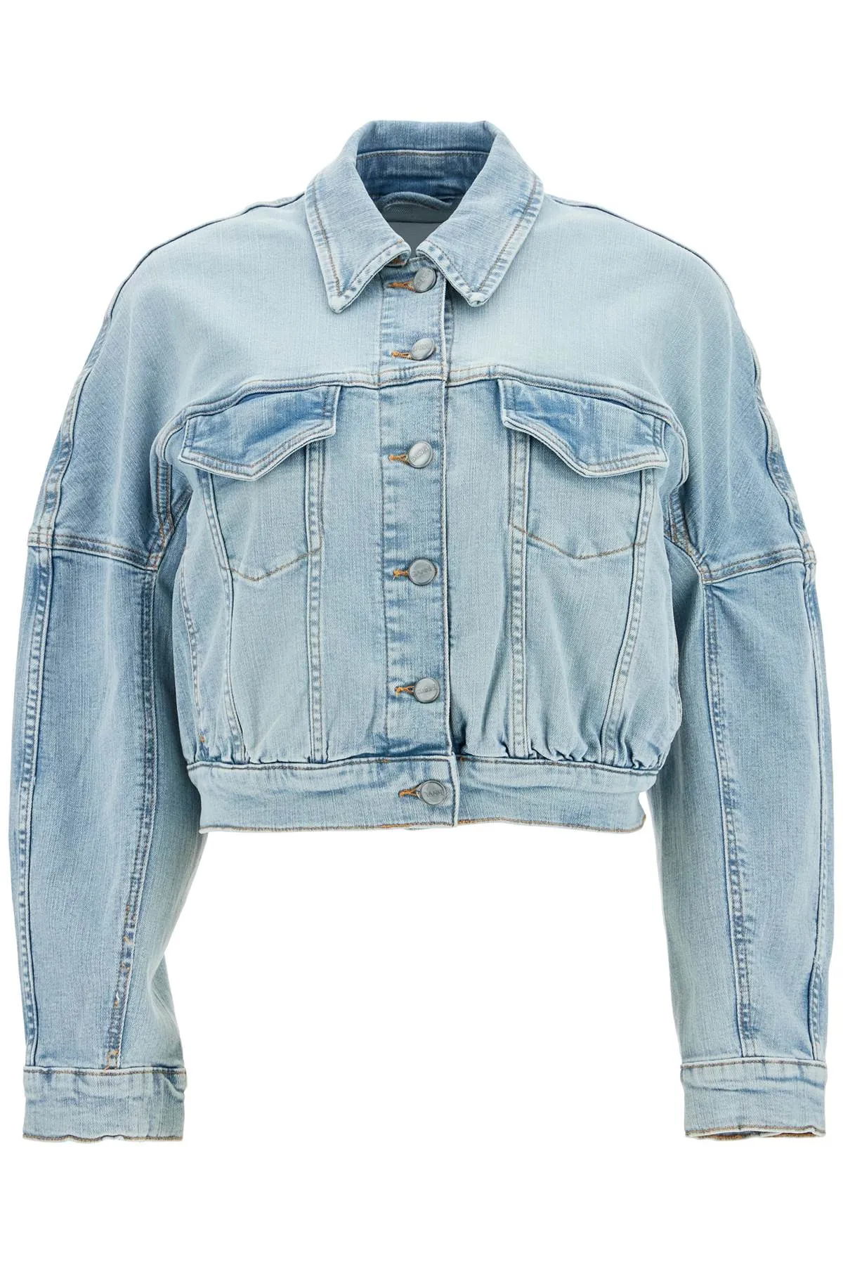 Ganni Stretch Denim Bomber Jacket In 8   Blue